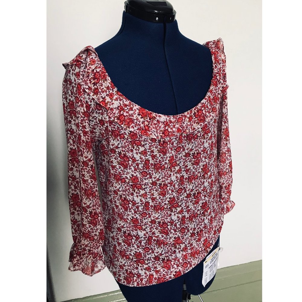 Varadero shoulder off chiffon white/red blouse S